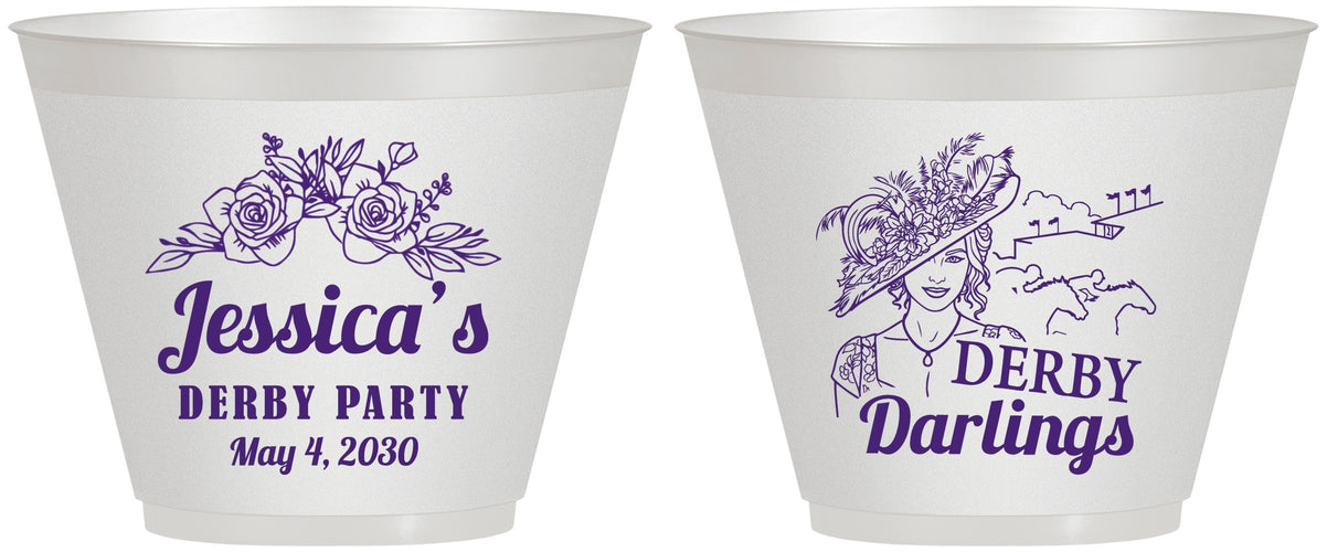 Custom Derby Day 9 oz Wine Frosted Cups - Derby Darlins | 320004