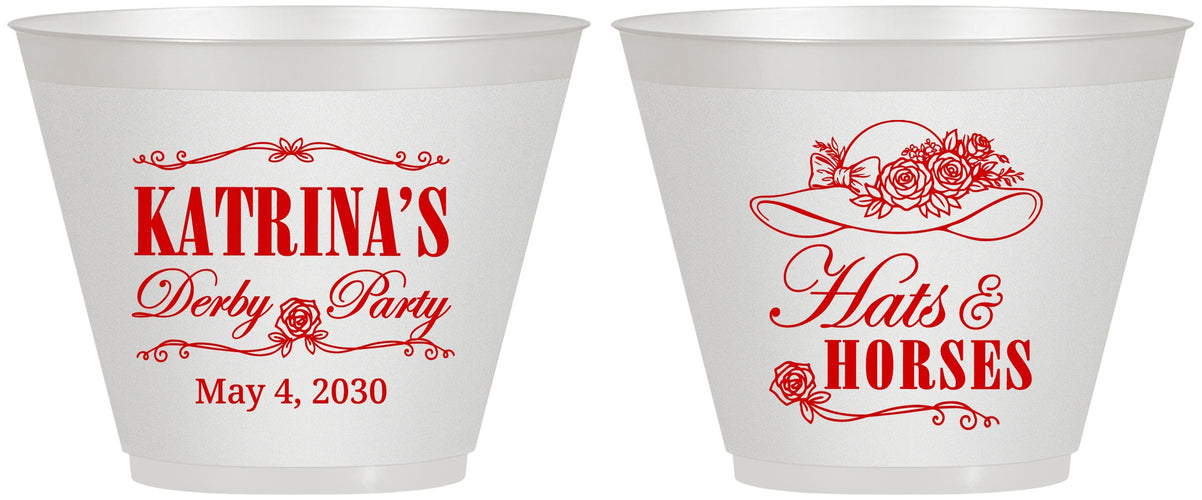 Custom Derby Day 9 oz Wine Frosted Cups - Hats And Horses | 320005