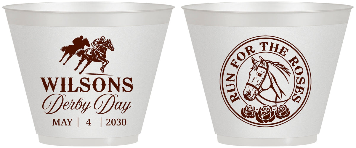 Custom Derby Day 9 oz Wine Frosted Cups - Run For The Horses | 320006