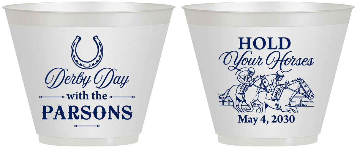 Custom Derby Day 9 oz Wine Frosted Cups - Hold Your Horses | 320008