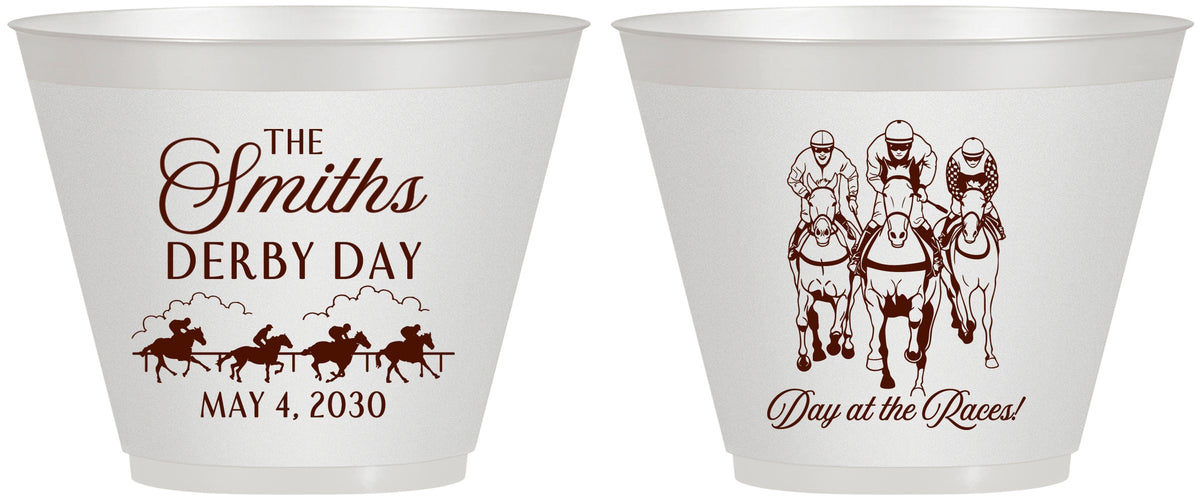 Custom Derby Day 9 oz Wine Frosted Cups - Day At The Races | 320009