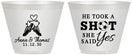Custom Wedding 9 oz Wine Frosted Cups - Took A Shot Soccer | 322