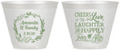 Custom Wedding 9 oz Wine Frosted Cups - Love Laughter Happily | 326