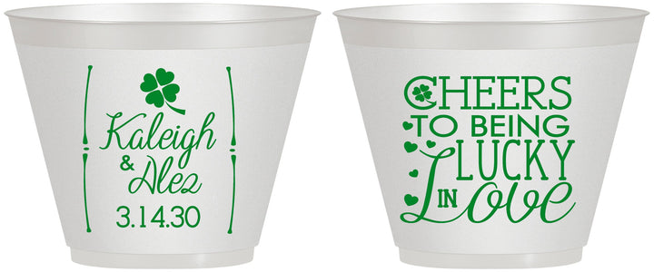 Custom Wedding 9 oz Wine Frosted Cups - Lucky In Love | 328