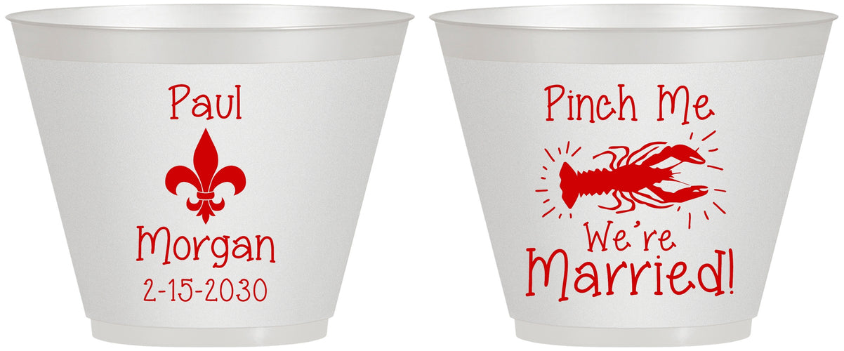 Custom Wedding 9 oz Wine Frosted Cups - Crawfish Boil | 330