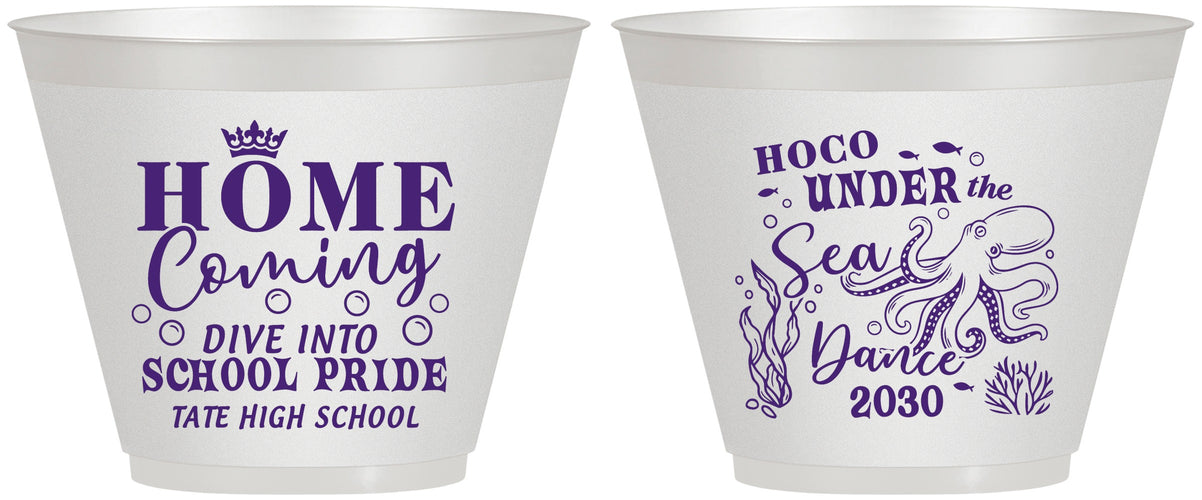 Custom Homecoming 9 oz Wine Frosted Cups - Under The Sea Dance | 330002