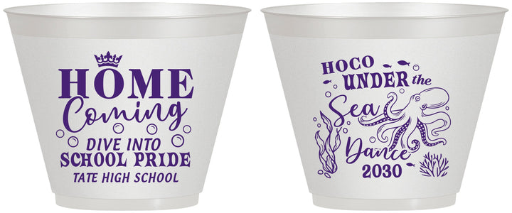 Custom Homecoming 9 oz Wine Frosted Cups - Under The Sea Dance | 330002