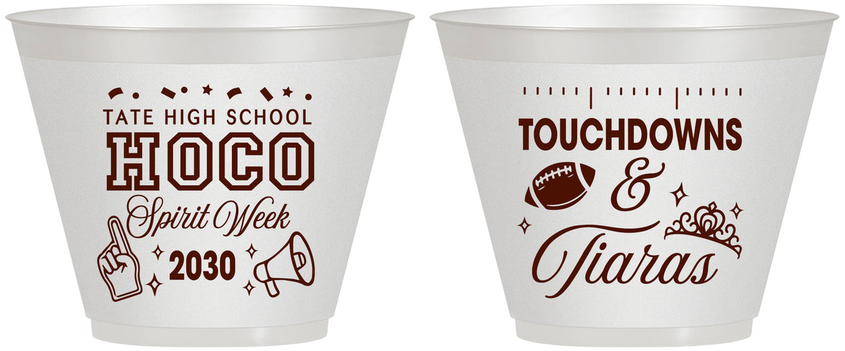 Custom Homecoming 9 oz Wine Frosted Cups - Touchdowns And Tiaras | 330010