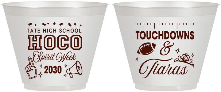 Custom Homecoming 9 oz Wine Frosted Cups - Touchdowns And Tiaras | 330010