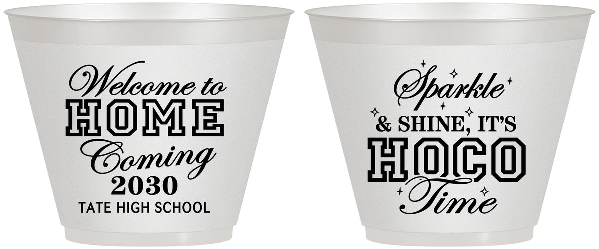 Custom Homecoming 9 oz Wine Frosted Cups - Sparkle Shine Hoco Time | 330017