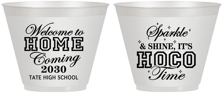 Custom Homecoming 9 oz Wine Frosted Cups - Sparkle Shine Hoco Time | 330017