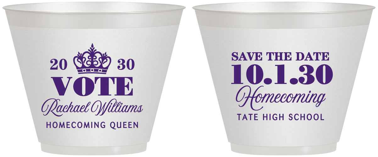 Custom Homecoming 9 oz Wine Frosted Cups - Hoco Queen Vote | 330020