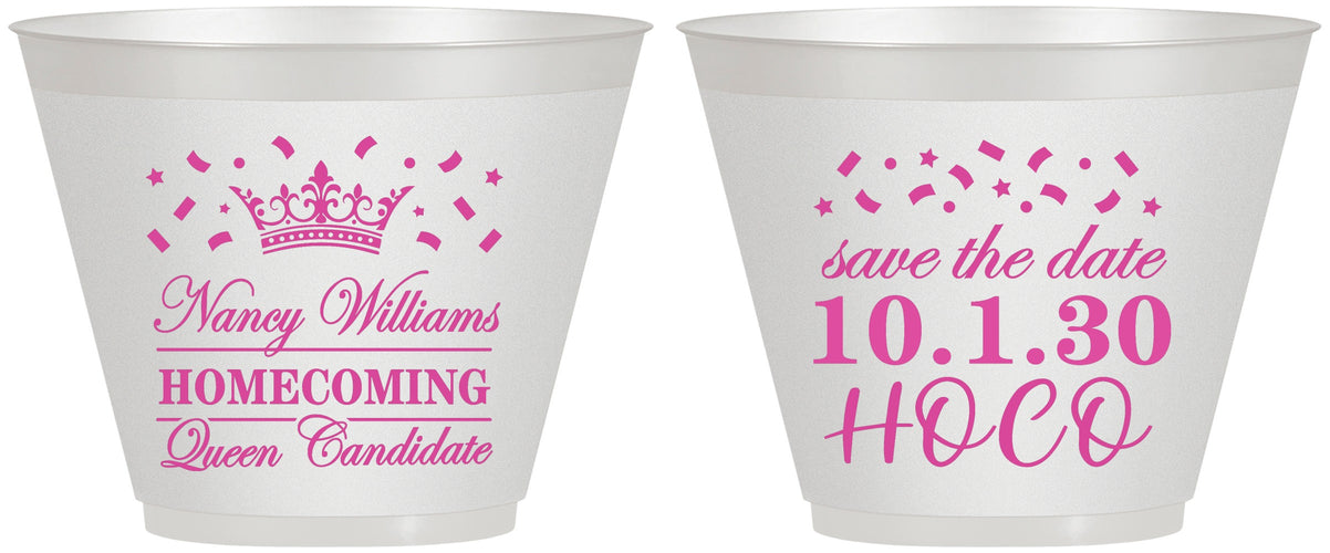 Custom Homecoming 9 oz Wine Frosted Cups - Hoco Queen Vote | 330024