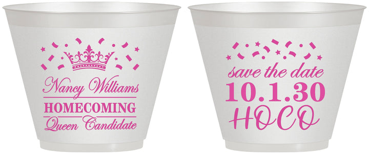 Custom Homecoming 9 oz Wine Frosted Cups - Hoco Queen Vote | 330024