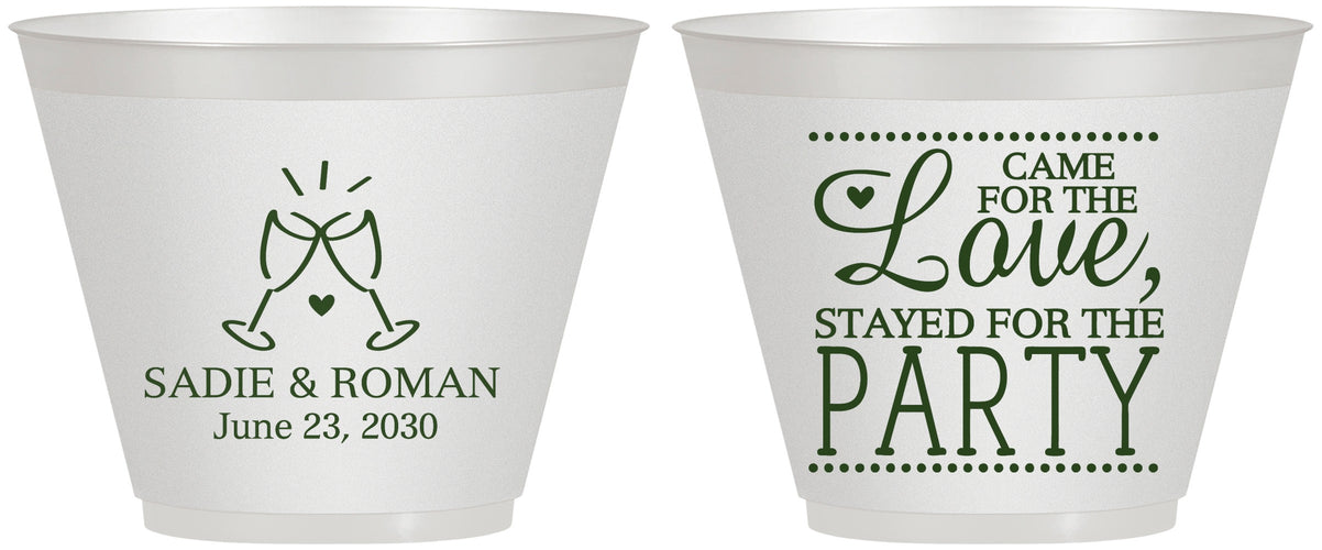 Custom Wedding 9 oz Wine Frosted Cups - Love Party | 331
