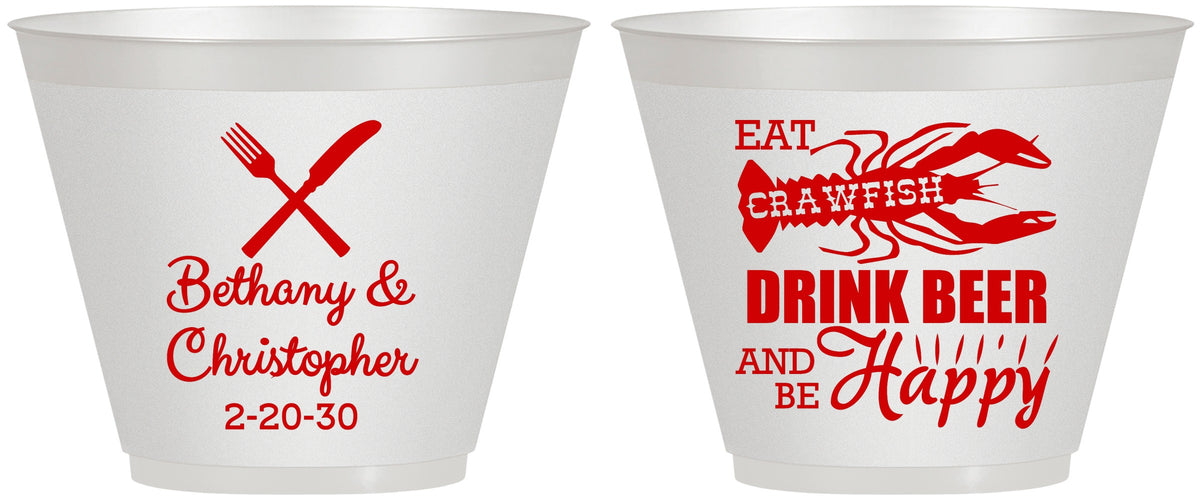 Custom Wedding 9 oz Wine Frosted Cups - Crawfish Boil | 332