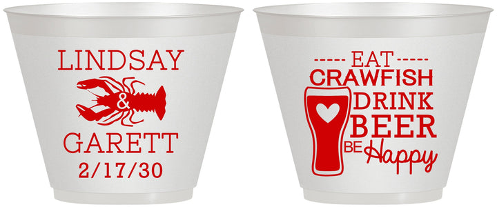Custom Wedding 9 oz Wine Frosted Cups - Crawfish Boil | 333