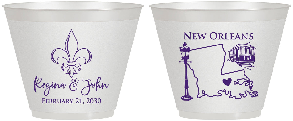 Custom Wedding 9 oz Wine Frosted Cups - New Orleans | 334