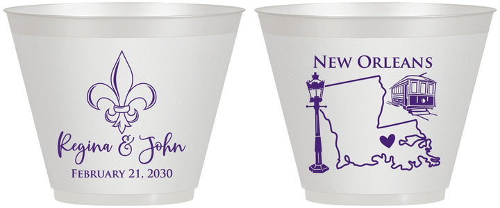 Custom Wedding 9 oz Wine Frosted Cups - New Orleans | 334
