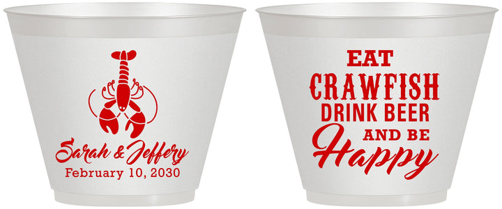 Custom Wedding 9 oz Wine Frosted Cups - Crawfish Boil | 335