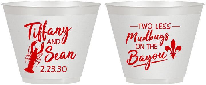 Custom Wedding 9 oz Wine Frosted Cups - Crawfish Boil Mudbugs | 336