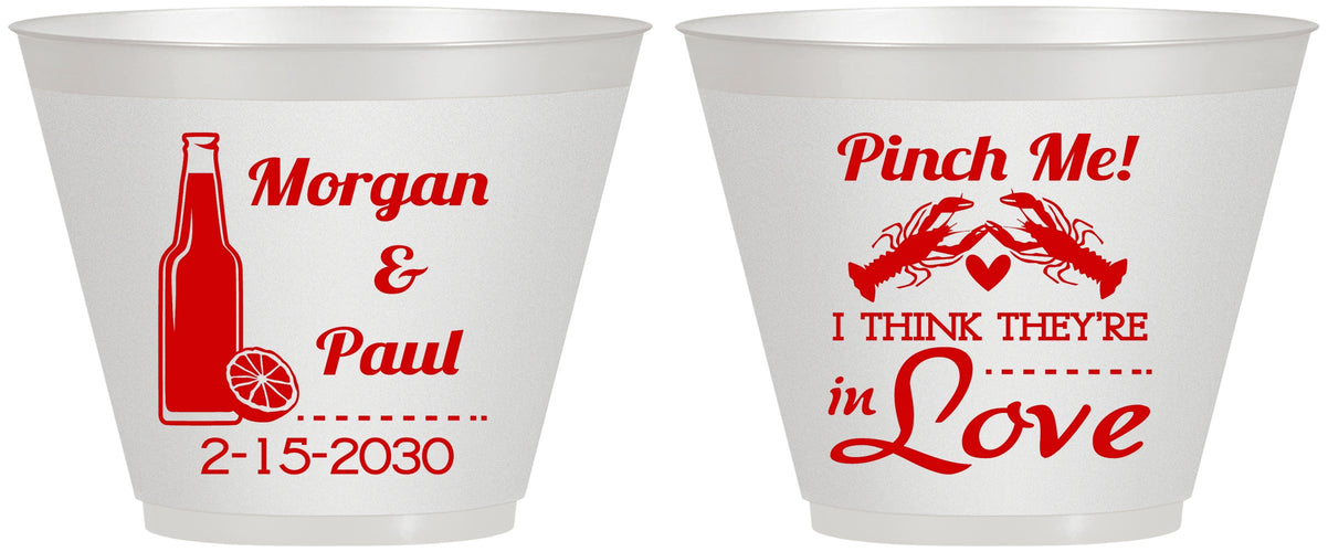 Custom Wedding 9 oz Wine Frosted Cups - Crawfish Boil Pinch Me | 337