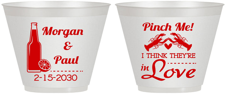 Custom Wedding 9 oz Wine Frosted Cups - Crawfish Boil Pinch Me | 337