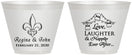 Custom Wedding 9 oz Wine Frosted Cups - Love Laughter Happily | 338
