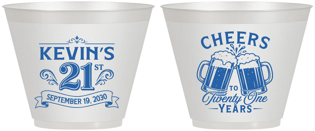 Custom 21st Birthday 9 oz Wine Frosted Cups - Cheers To Twenty One Years | 340000