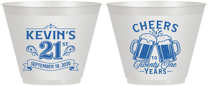 Custom 21st Birthday 9 oz Wine Frosted Cups - Cheers To Twenty One Years | 340000