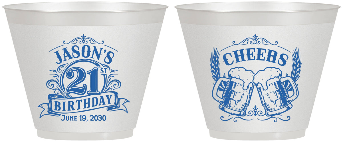 Custom 21st Birthday 9 oz Wine Frosted Cups - Cheers | 340001