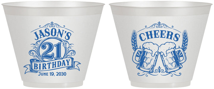 Custom 21st Birthday 9 oz Wine Frosted Cups - Cheers | 340001