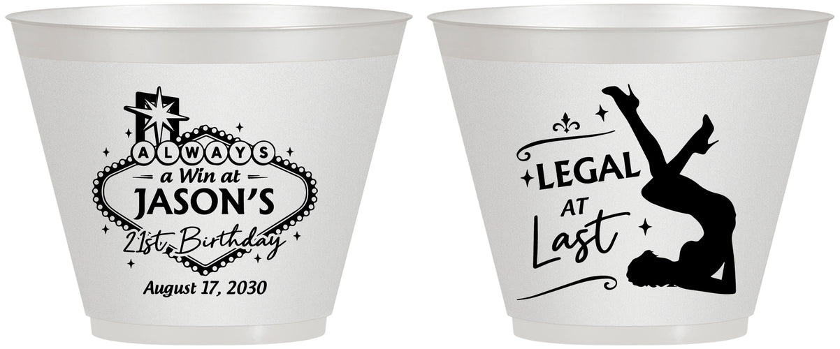 Custom 21st Birthday 9 oz Wine Frosted Cups - Legal At Last Vegas | 340002