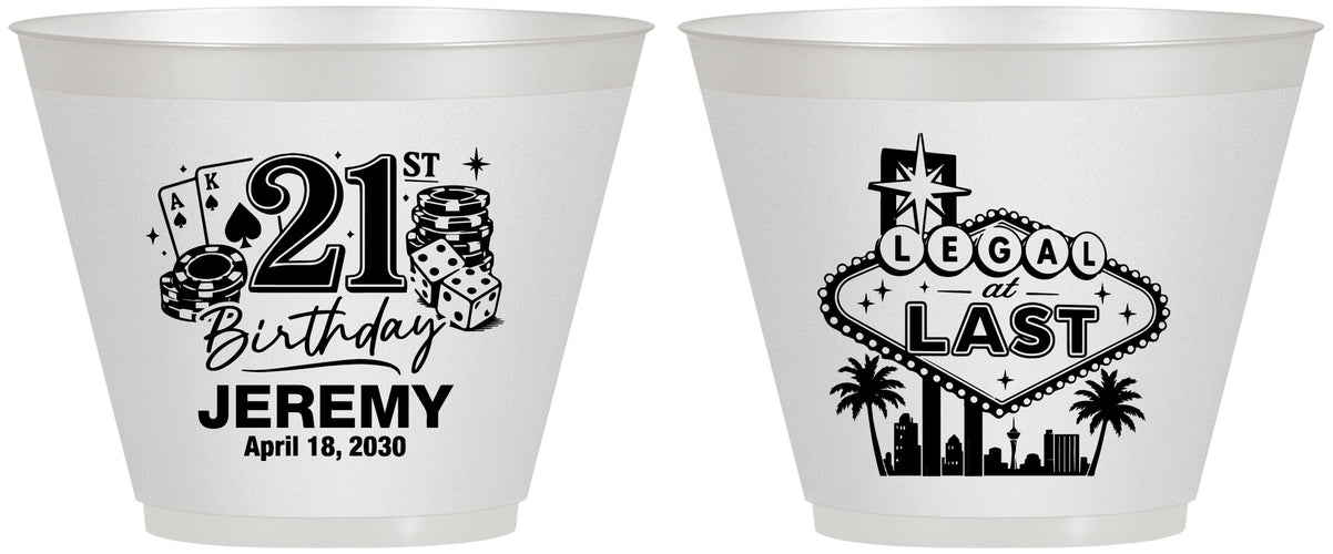 Custom 21st Birthday 9 oz Wine Frosted Cups - Legal At Last Vegas | 340003