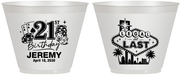 Custom 21st Birthday 9 oz Wine Frosted Cups - Legal At Last Vegas | 340003