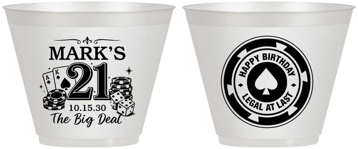 Custom 21st Birthday 9 oz Wine Frosted Cups - Legal At Last Vegas | 340004