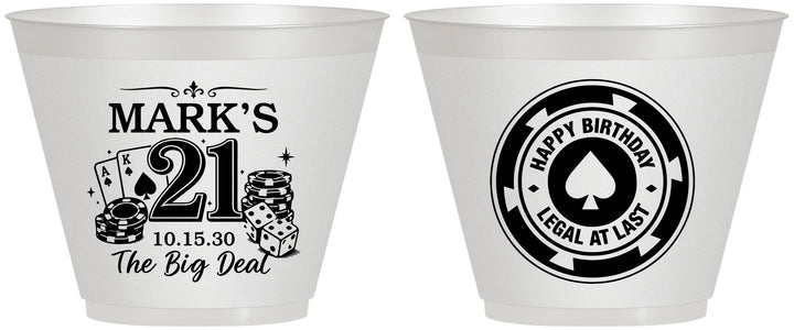 Custom 21st Birthday 9 oz Wine Frosted Cups - Legal At Last Vegas | 340004