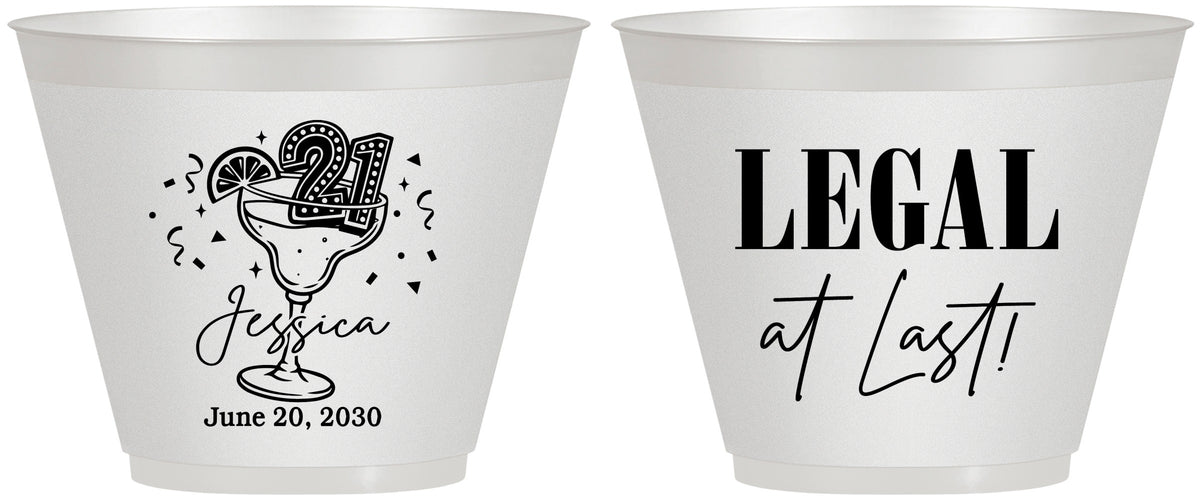 Custom 21st Birthday 9 oz Wine Frosted Cups - Legal At Last | 340005