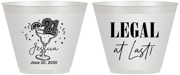 Custom 21st Birthday 9 oz Wine Frosted Cups - Legal At Last | 340005