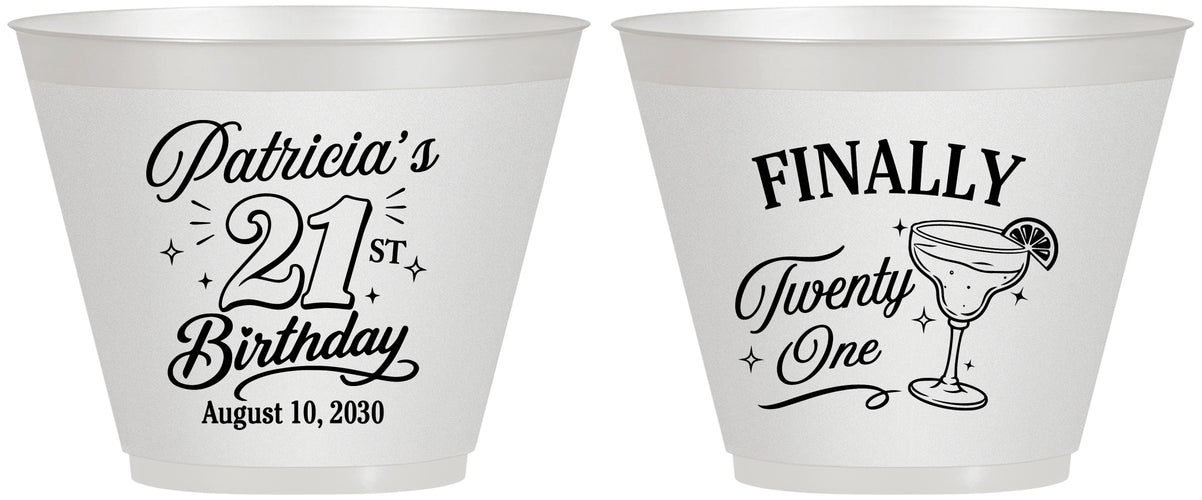 Custom 21st Birthday 9 oz Wine Frosted Cups - Finally Twenty One | 340008