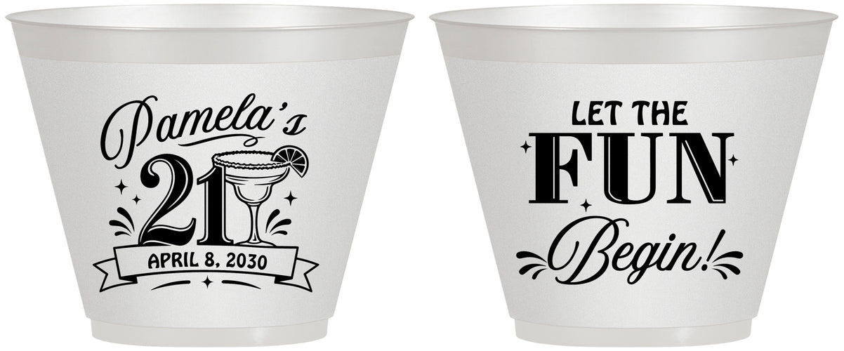 Custom 21st Birthday 9 oz Wine Frosted Cups - Let The Fun Begin | 340009