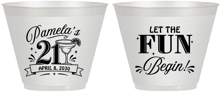 Custom 21st Birthday 9 oz Wine Frosted Cups - Let The Fun Begin | 340009