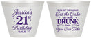 Custom 21st Birthday 9 oz Wine Frosted Cups - Candles Cake Drunk | 340010
