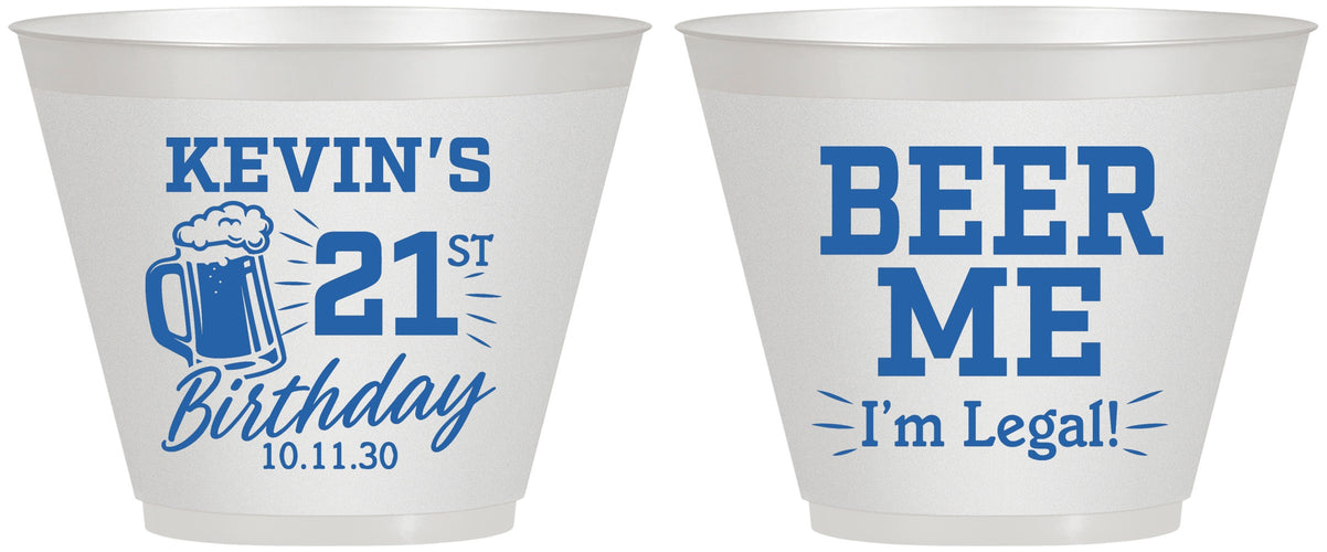 Custom 21st Birthday 9 oz Wine Frosted Cups - Beer Me I Am Legal | 340014