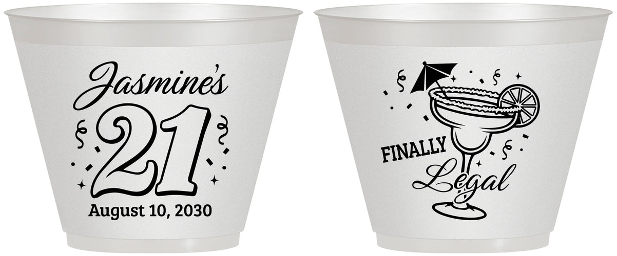 Custom 21st Birthday 9 oz Wine Frosted Cups - Finally Legal | 340018