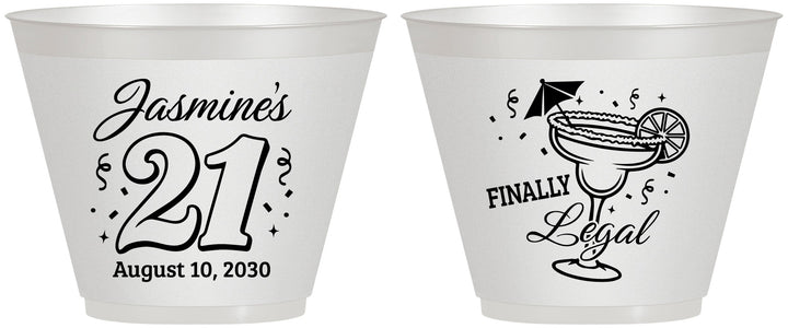 Custom 21st Birthday 9 oz Wine Frosted Cups - Finally Legal | 340018