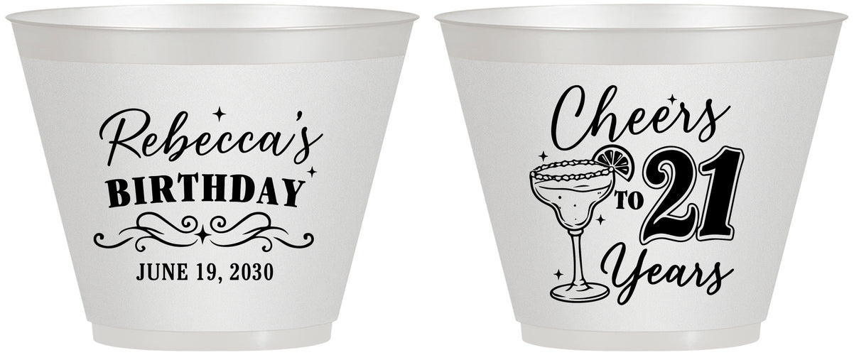 Custom 21st Birthday 9 oz Wine Frosted Cups - Cheers To Twenty One Years | 340019