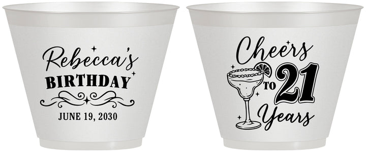 Custom 21st Birthday 9 oz Wine Frosted Cups - Cheers To Twenty One Years | 340019