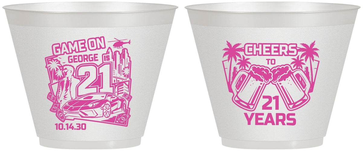 Custom 21st Birthday 9 oz Wine Frosted Cups - Video Game | 340024