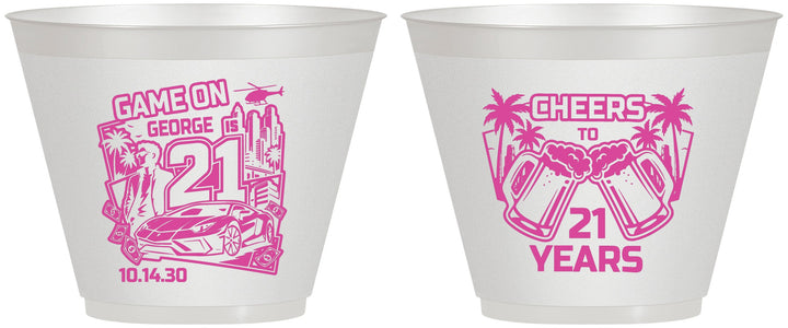 Custom 21st Birthday 9 oz Wine Frosted Cups - Video Game | 340024